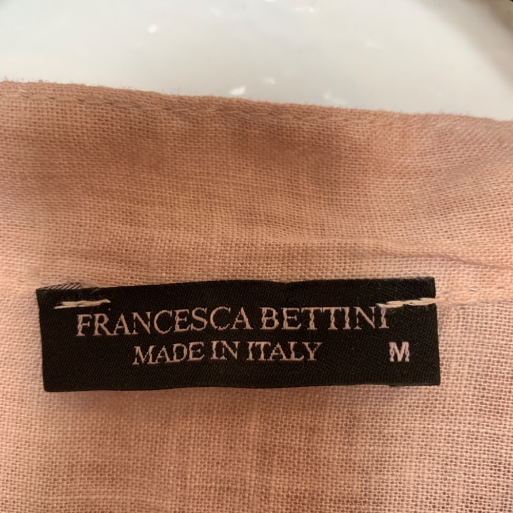 Francesca Bettini Linen Blend Button Up Shirt Womens Medium Italy Peachy Pink - Picture 3 of 12